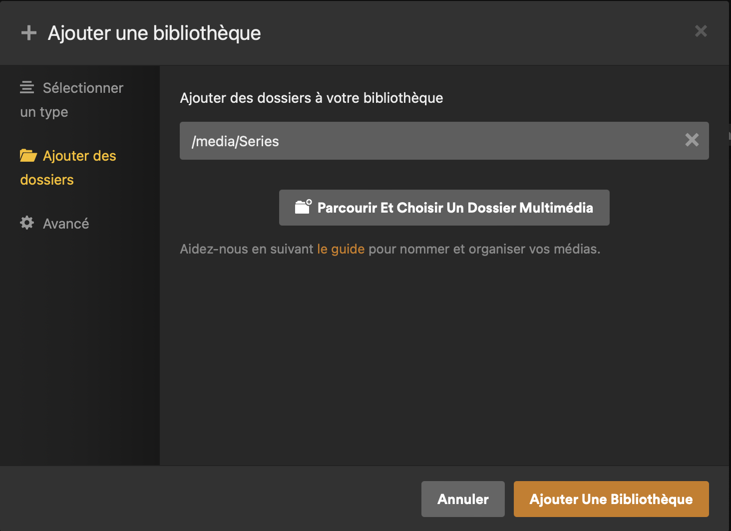 Plex web config tv shows library 02